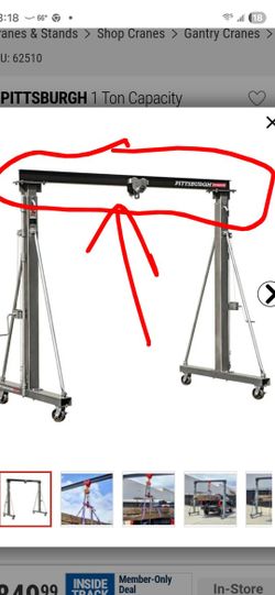 Yes, It's Available Pittsburgh Top Bar Engine Crane "Top Bar Only"