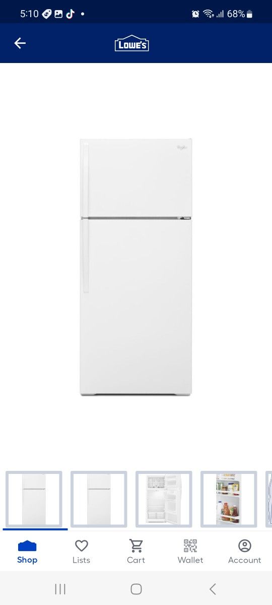 WRT106TFDW
28-inch Wide Top Freezer Refrigerator - 16 cu. ft.