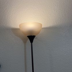 Modern Black Torchiere Floor Lamp - Frosted Shade