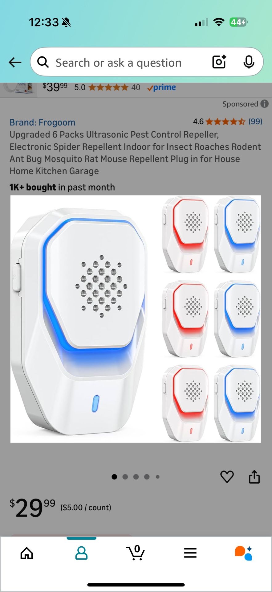 6 Packs Ultrasonic Pest Control Repeller, Electronic Spider Repellent Indoor for Insect Roaches Rodent Ant Bug Mosquito Rat Mouse Repellent Plug in fo