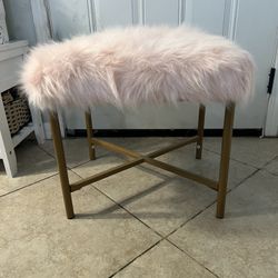Pink Fur Stool 