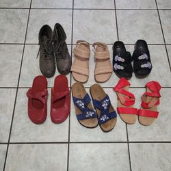 6 Pairs Women's Size 9 Sandals / Boots All For $35
