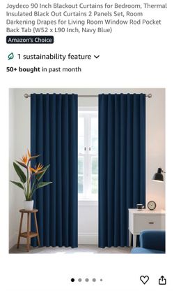 USED LIKE NEW Navy Blackout Curtains 52x90 pack of 2