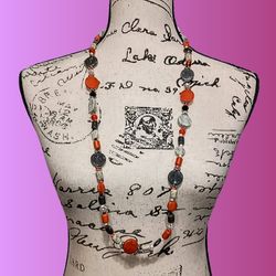 Long Beaded Necklace Choker Workwear Fall Autumn Colors