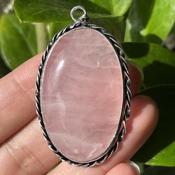 925 Silver Overlay Rose Quartz Pendant