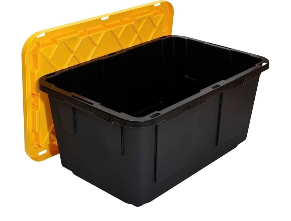27 Gallon Heavy-Duty Storage Tote with Lids, Plastic Bin Organizer Stackable Box