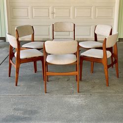 Restored Mid Century Teak Dining Chairs by Benny Linden