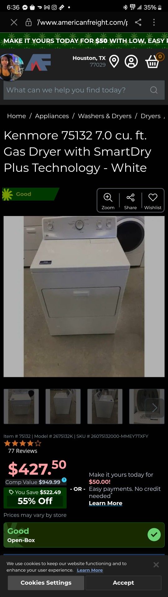 Kenmore 500 Series Front Load Dryer