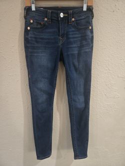 True Religion Women's Jennie Mid Rise Curvy Skinny Jeans, Blue Size 27