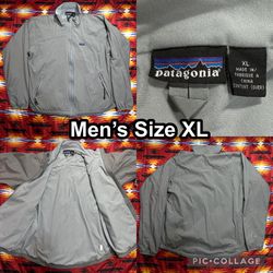 Patagonia Men Size XL Zephur Nylon Gray Jacket Stretch Lightweight Fleece Lined