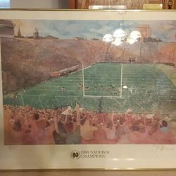Water Color Picture Of Notre Dame 1988 National Championship Football Game.