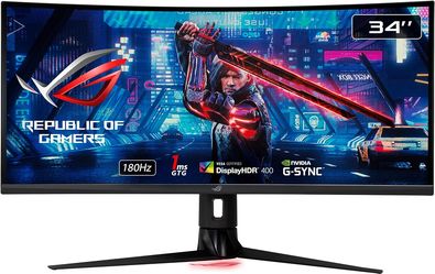ASUS ROG Strix 34” Gaming Monitor (XG349C) - UWQHD (3440 x 1440), 180Hz, 1ms, Extreme Low Motion Blur Sync, 135% sRGB, G-Sync Compatible, DisplayHDR 4