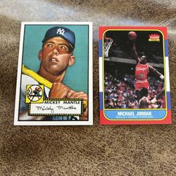 Mantle And Michael Jordan Reprint Rookie 