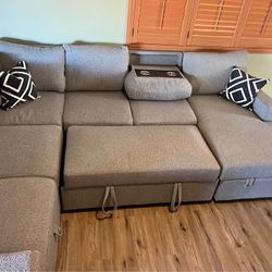 New Sectional With Pullout Bed / Chaise Storage.  92x120x65.  Free Delivery!