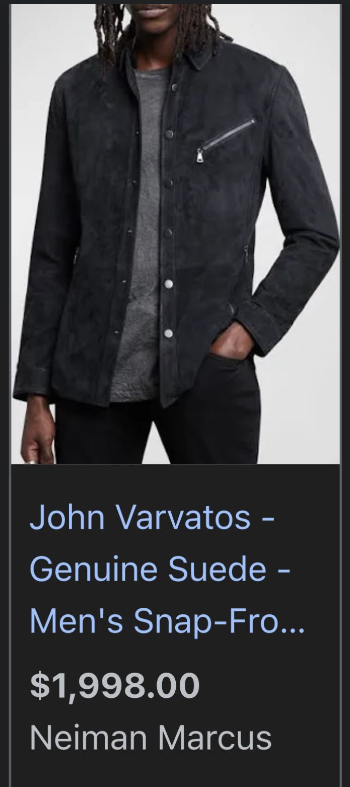 Suede Leather Jacket Black John Varvatos MENS
