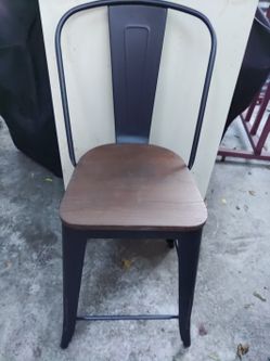 Metal Frame And Oak Seat Chair $20