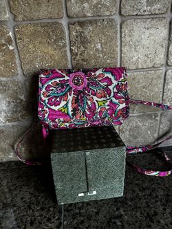 Vera Wang Mini Crossbody Hot Pink Bag Zippered Snap Close