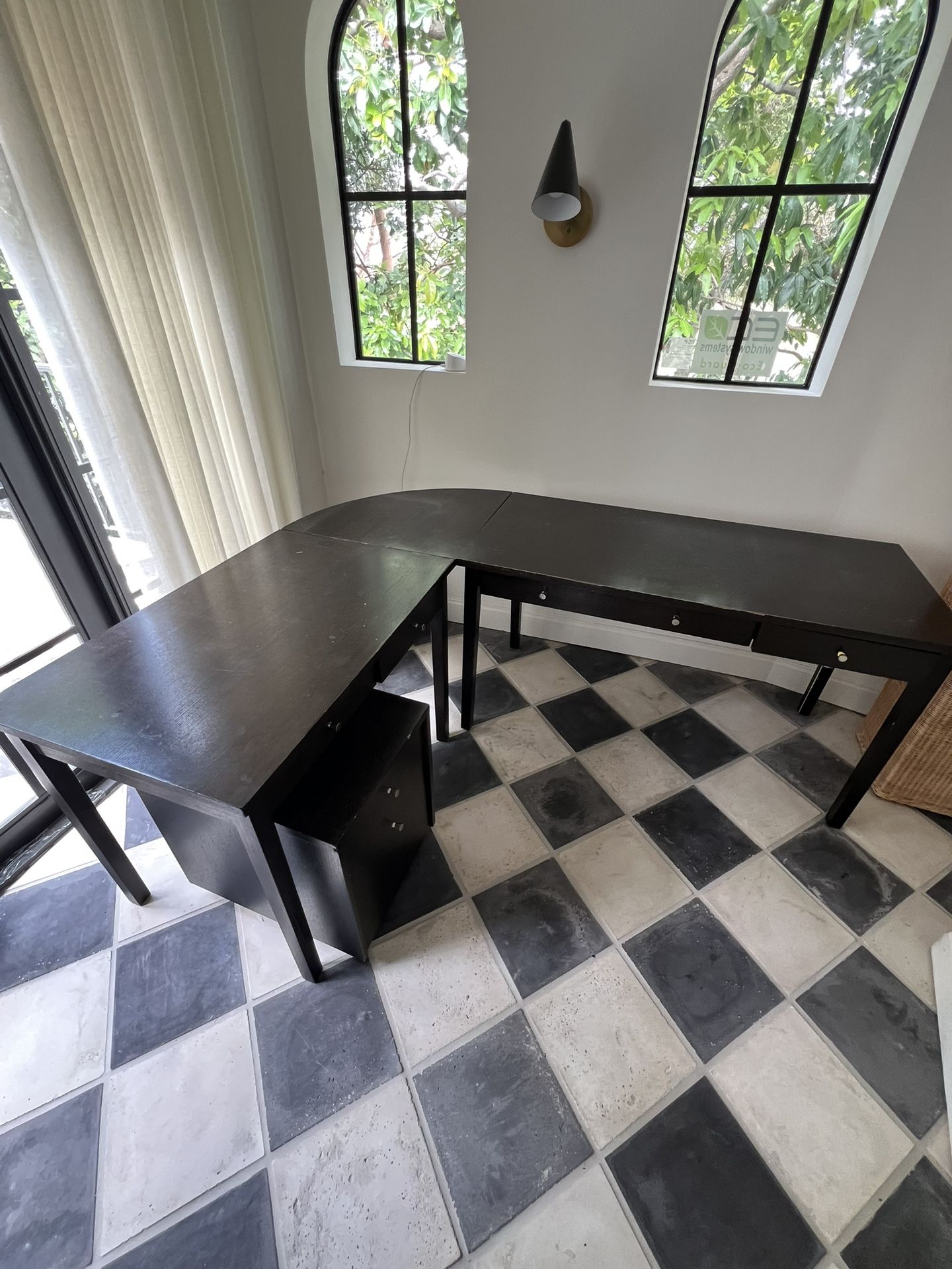 L-shaped Desk And File Cabinet 
