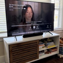 TV stand - White with Wood Door 