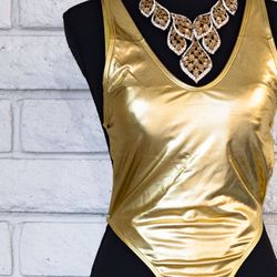 Shimmering Gold Bodysuit (S) – Make a Bold Statement!