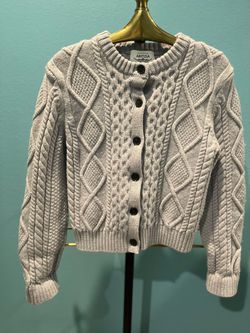 Aritzia Cable Knit Button-Up Cardigan Merino Wool