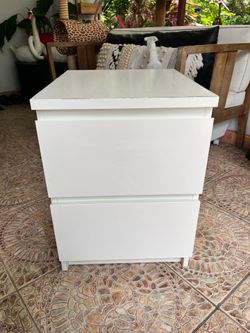 Ikea White Malm Nightstand- Coconut Grove