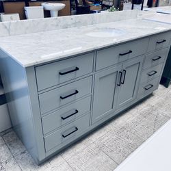 Bathroom vanity light gray with top 66 inch