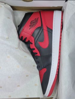 Size 12 - Nike Air Jordan 1 Mid Banned Black Gym Red 554724-074 2020 BRED