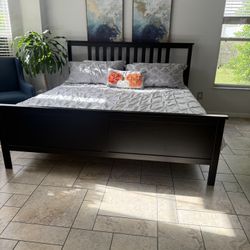 IKEA King Bed Frame With Slats And Mattress 