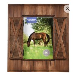 NEW never used 5" x 7" wood Barn Door house decor Picture Frame photo farm house portarretrato marco foto imagen granja rancho puerta