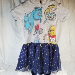 Disney Girls Hooded Cosplay Dress with Tulle Skirt-Grey Heather XS 4/5