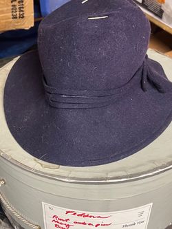 Navy Blue Wool Felt Fedora Hat