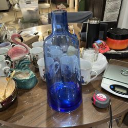 Mid-Century Sapphire Blue Glass Vase