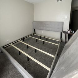 Gray Bed Frame Queen Size 