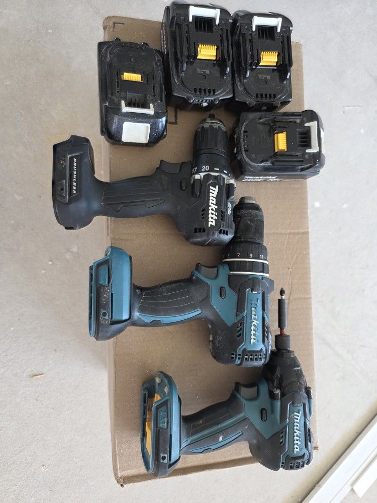 Makita impact, hammer drill, batteries