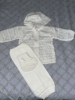White Knitted Baby Outfit