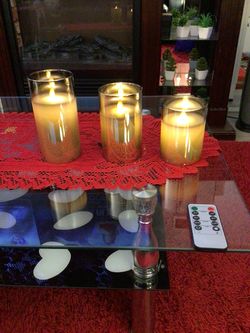 Set of three pillar candles battery operated with remote