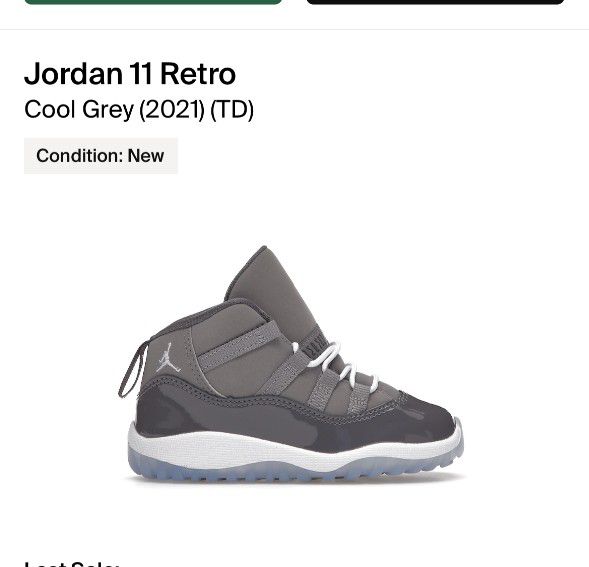 Jordan 11 Retro Cool Grey Toddler Size 4C