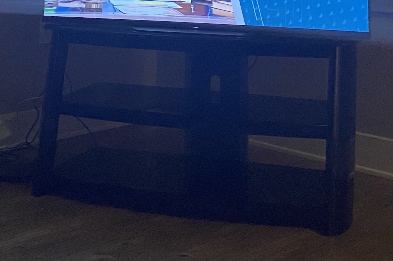 Black Glass / Metal TV Stand