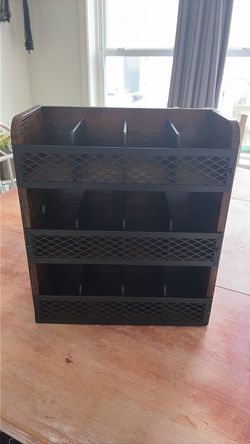 Rustic Wood and Metal tea organizer