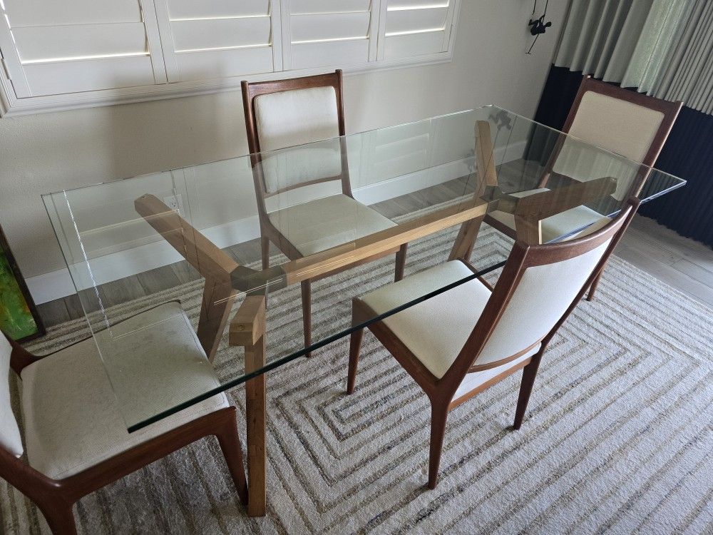 Beautiful Glass Wood Dining Table