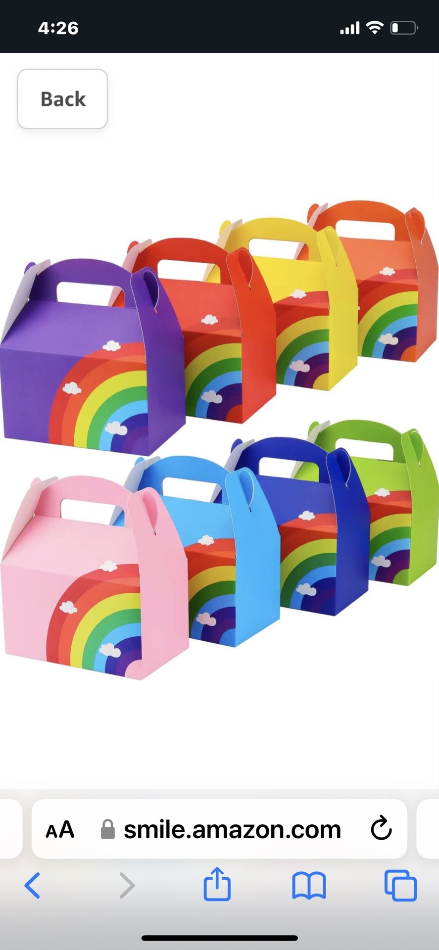 Rainbow Party Favor Treat Boxes 16pcs Thickened Paper Gift Gable Box, Candy Snack Goodie Bag for Birthdays, Wedding, Holidays, Vivid Colored