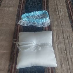 Ring Pillow And Blue Garter
