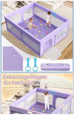 Brand New ! 71" ×79" Large Baby Playpen,Sturdy Safety Play Yard with Soft Breathable Mesh, Anti-Fall, for Infant Toddler Babies Kids