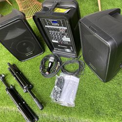 DJ PA system - Knox Gear 8 inch Active Loudspeakers Combo Set with USB SD and Bluetooth