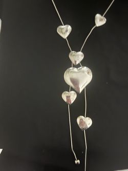 Beautiful Silver Heart Lariat Necklace for you or Someone Special