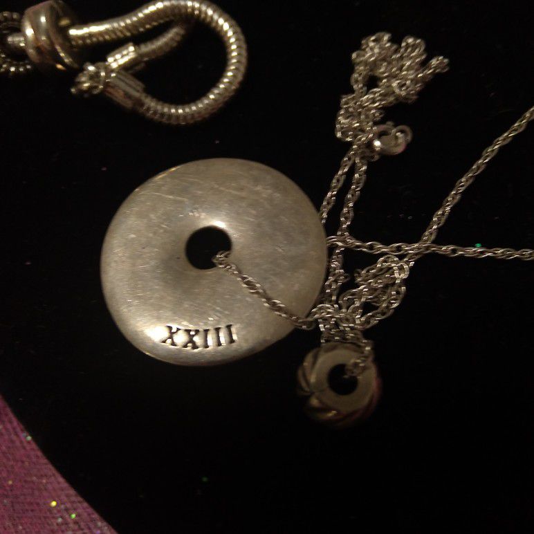 Silver Pandora Necklace With Bracelet 