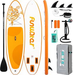 Brand New in box FunWater Inflatable Paddle Board 10’6” SUP with Paddle, Pump, Fins & Backpack