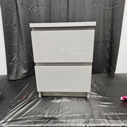 Modern Gray 2-Drawer Nightstand / Side Table