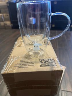 Coffee glass mug with charm ghost